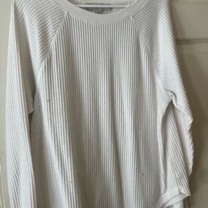 White Ribbed Long Sleeve Top